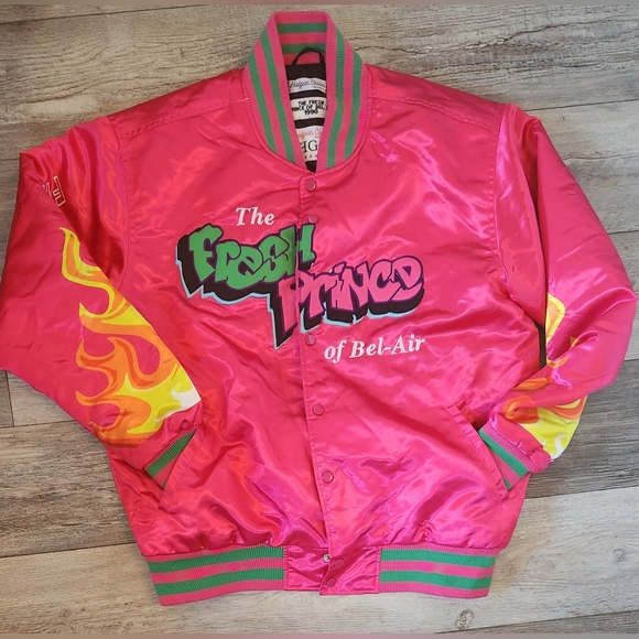 Headgear Classic Fresh Prince Flames 90's Satin Bomber Jacket